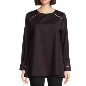 🌻NEW w/tags Anthropologie HARSHMAN Black Isolde Long Sleeve Cotton Top Size L